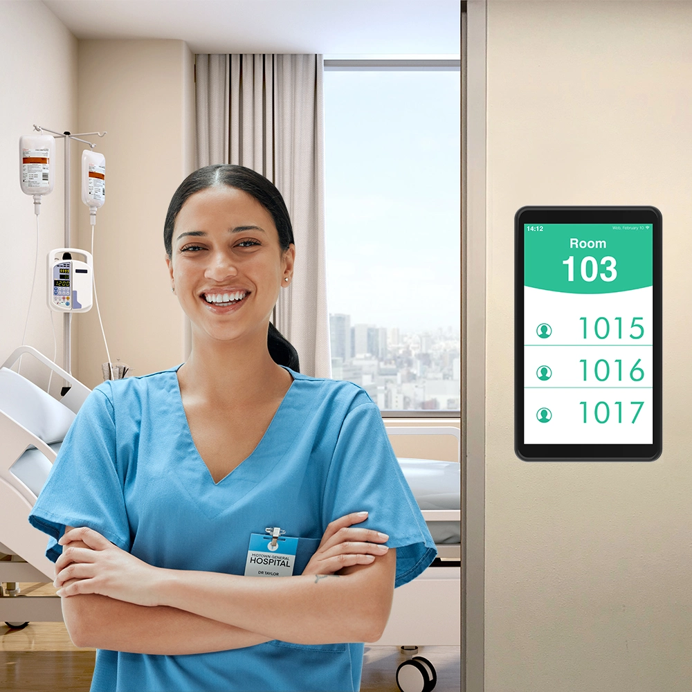 Wall-mounted tablet uses in healthcare and hospitals